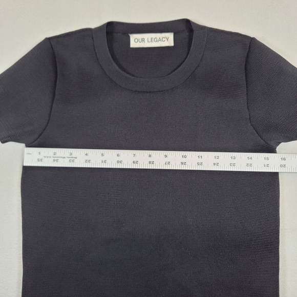 OUR LEGACY Knitted Cropped T-Shirt Women's Sz 38 Small Black Performance Poly - Picture 8 of 10